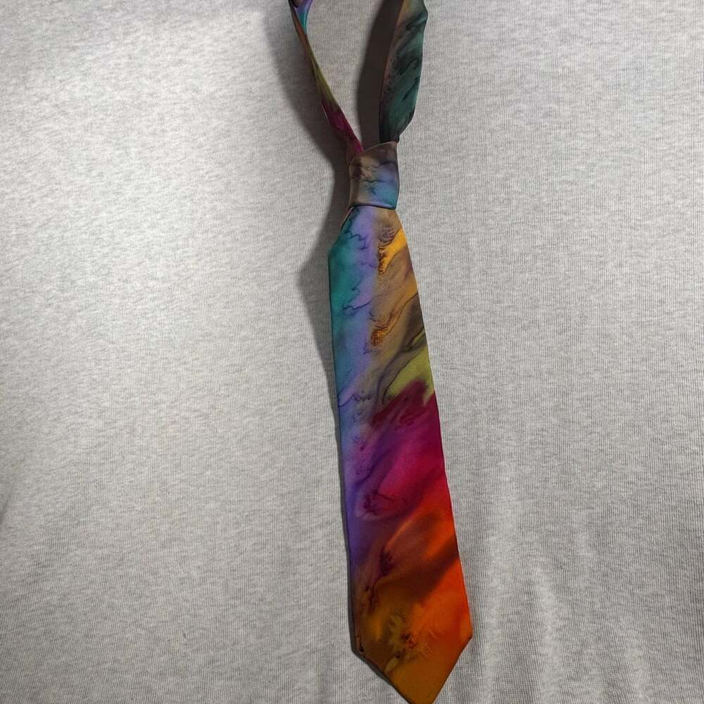 Dan Dee Hand Painted Silk Necktie Colorful Abstract Design
